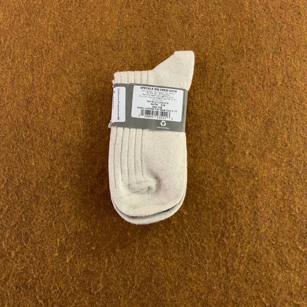 Eileen Fisher Womens OS Natural Speckle Rib Crew Socks NWT - Picture 3 of 5